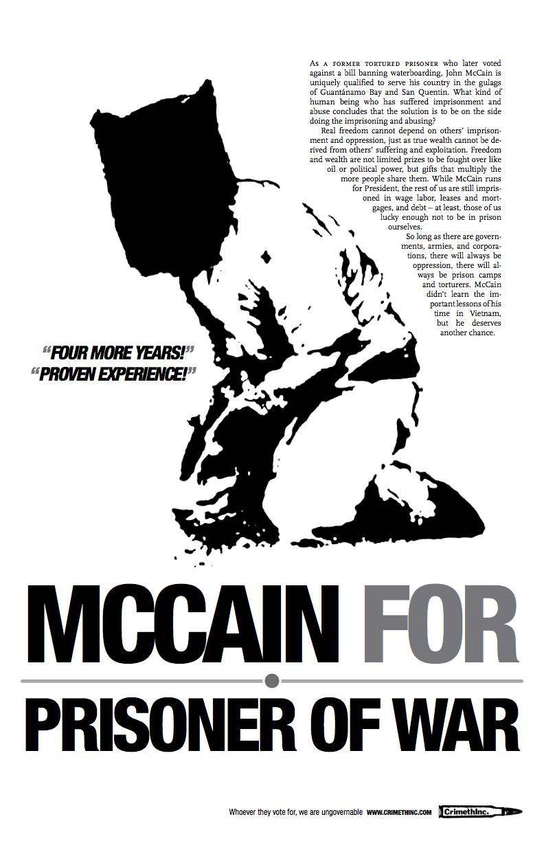 Photo of ‘McCain For Prisoner of War’ front side